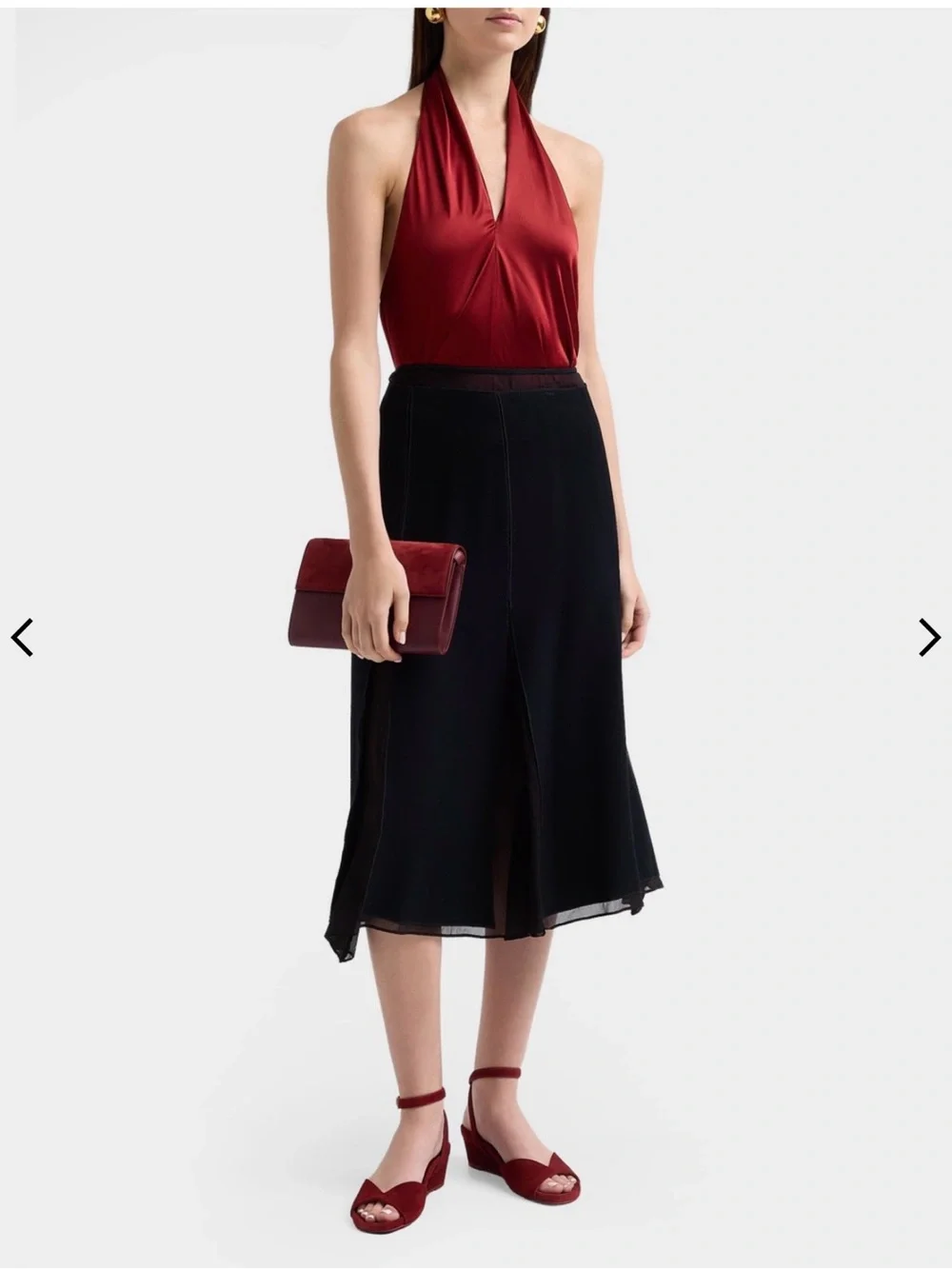 Pedro Garcia Red Suede Low Wedge Sandals with Ankle Strap